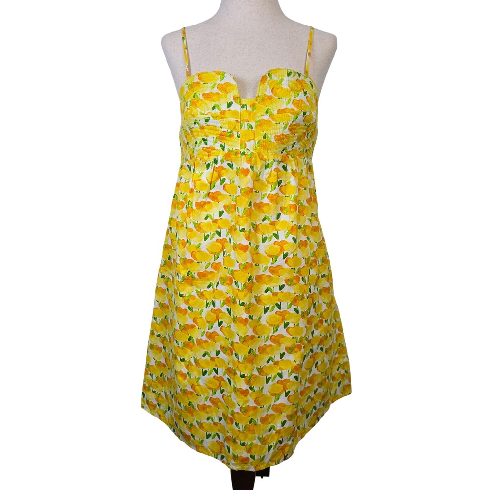 Strut & Bolt Yellow Floral Tulip Bustier Mini Dress Smocked Back Size M NWT‎